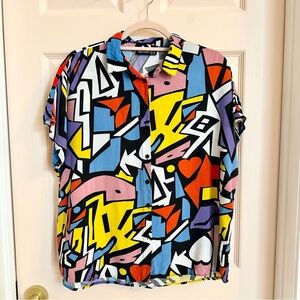 Colorful big dart button up